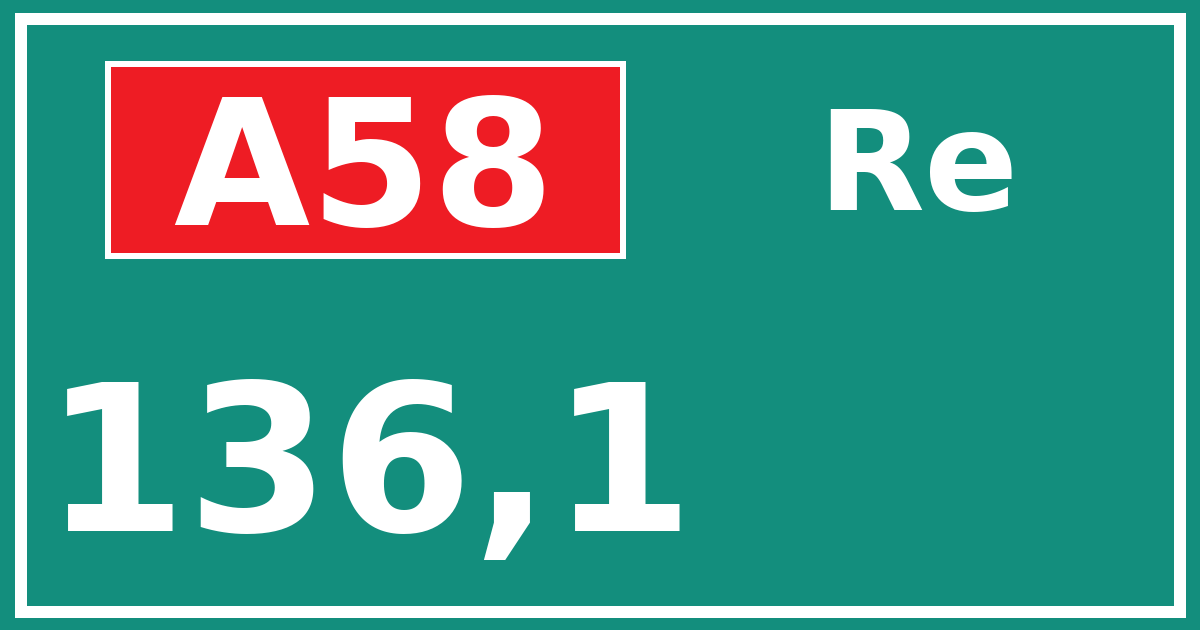 Hectometerbord A58 136,1 zijde Re