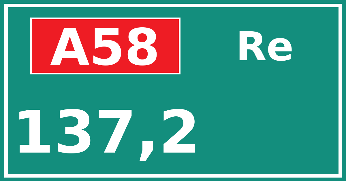 Hectometerbord A58 137,2 zijde Re