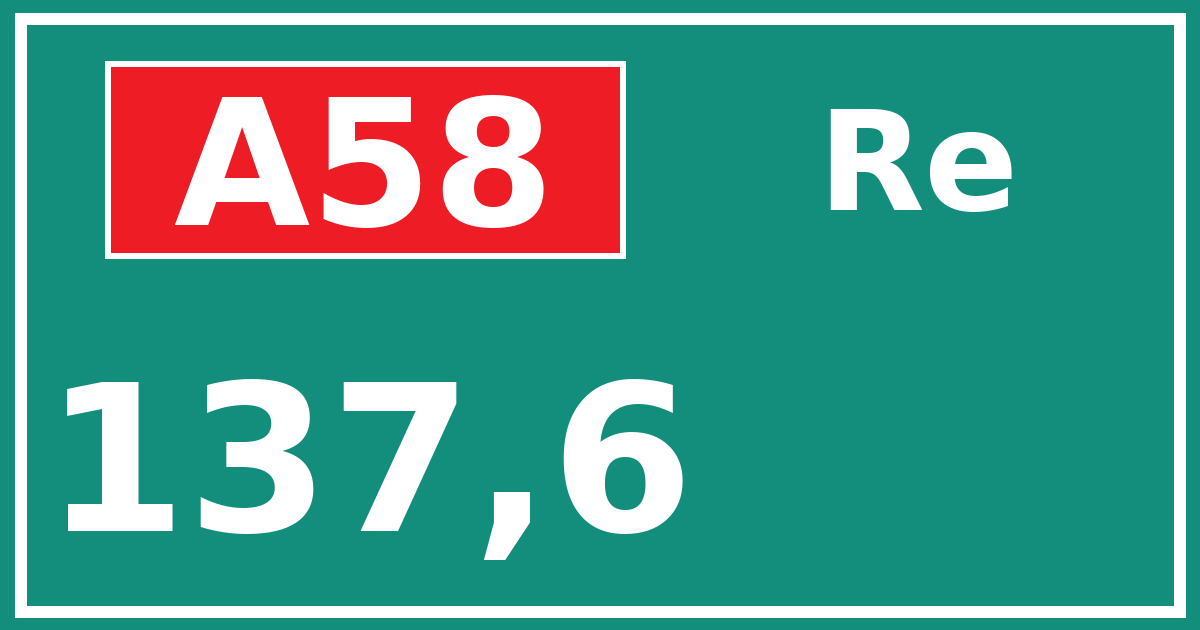 Hectometerbord A58 137,6 zijde Re