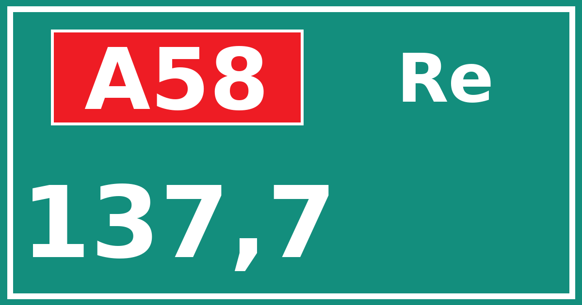 Hectometerbord A58 137,7 zijde Re