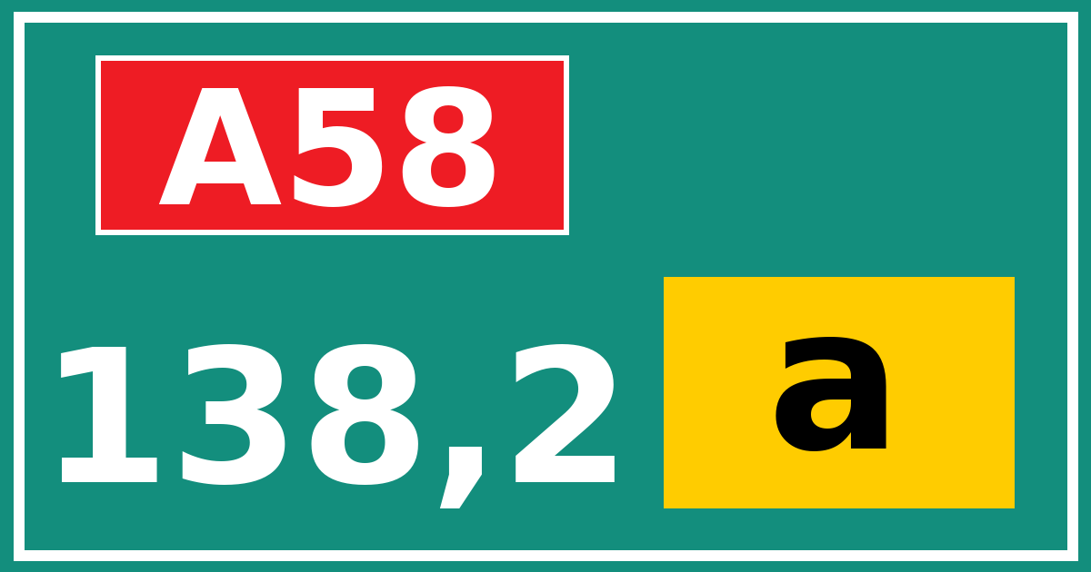 Hectometerbord A58 138,2 letter a