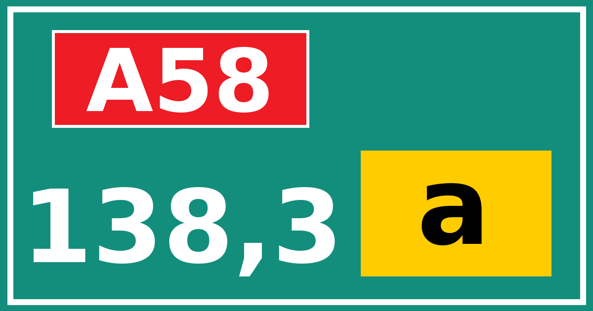 Hectometerbord A58 138,3 letter a