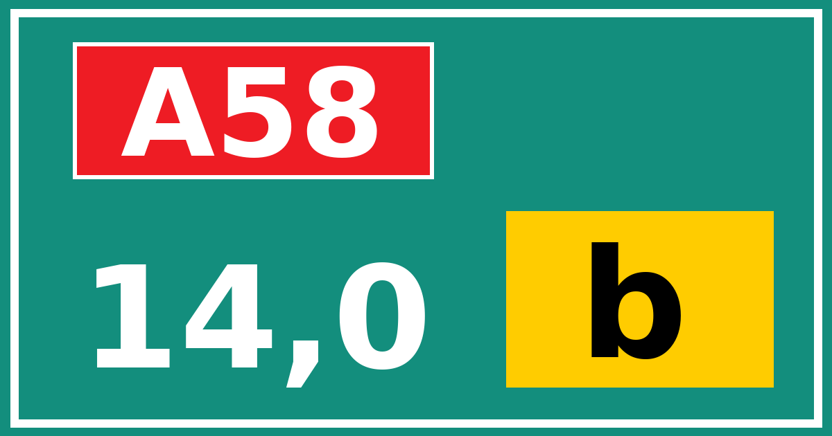 Hectometerbord A58 14,0 letter b