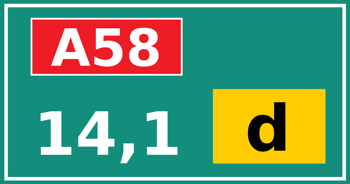 Hectometerbord A58 14,1 letter d
