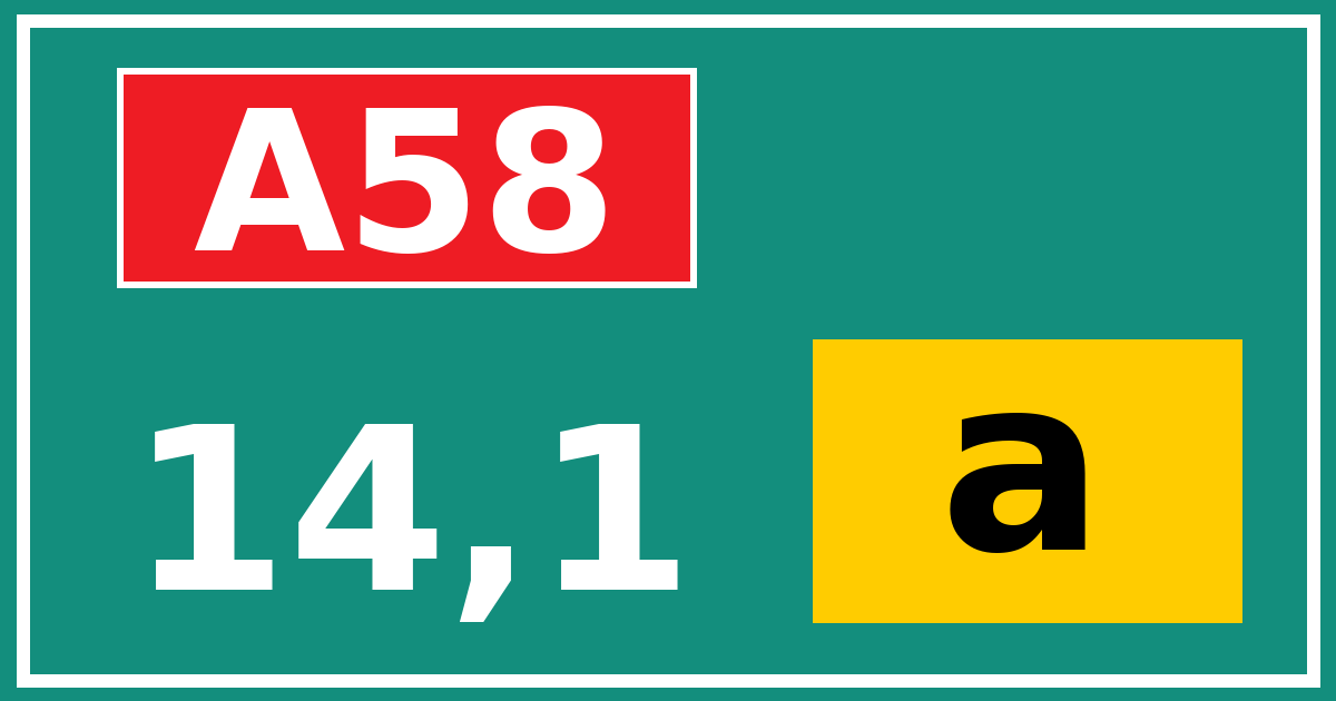 Hectometerbord A58 14,1 letter a