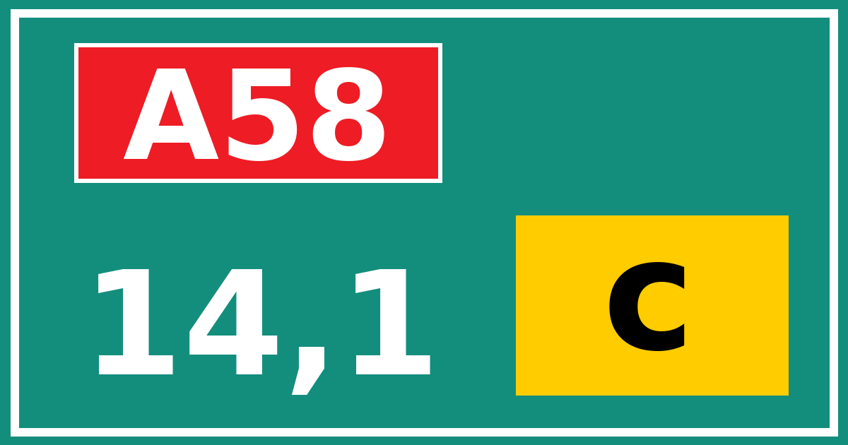 Hectometerbord A58 14,1 letter c
