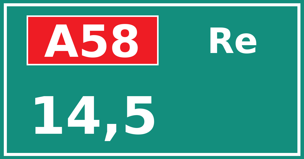 Hectometerbord A58 14,5 zijde Re