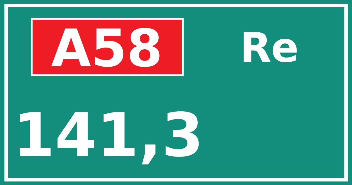 Hectometerbord A58 141,3 zijde Re