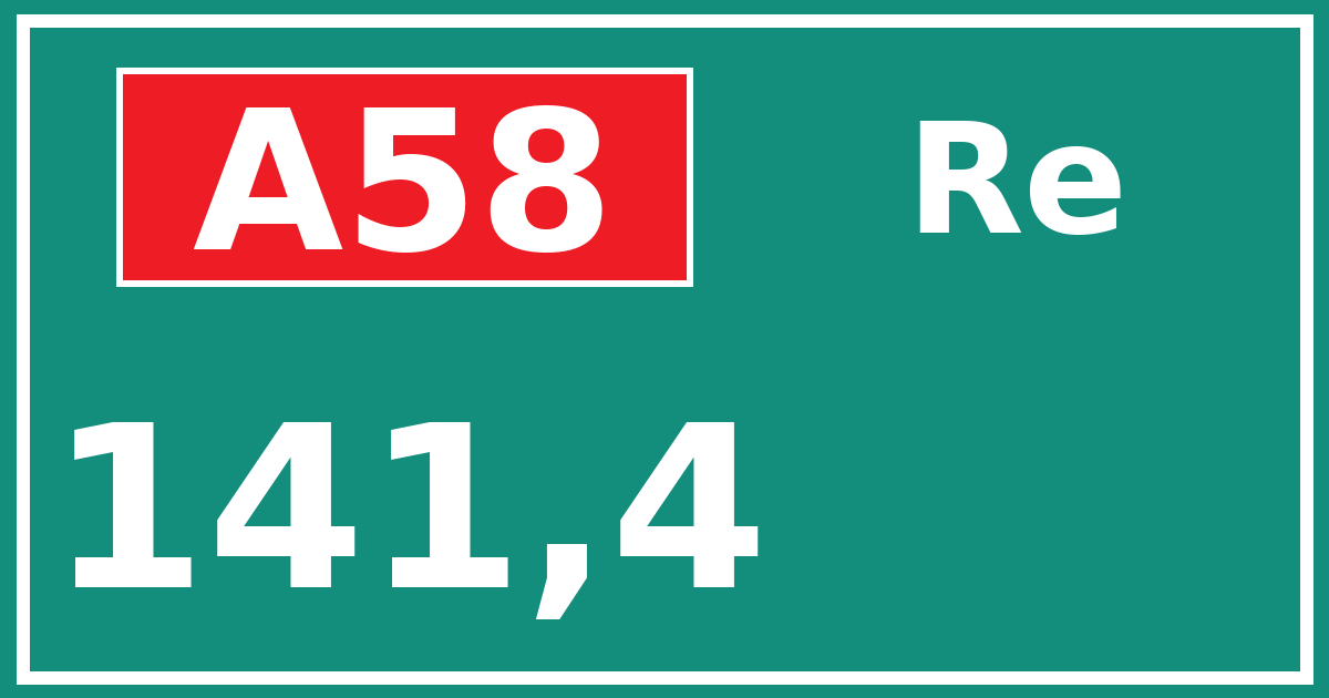 Hectometerbord A58 141,4 zijde Re