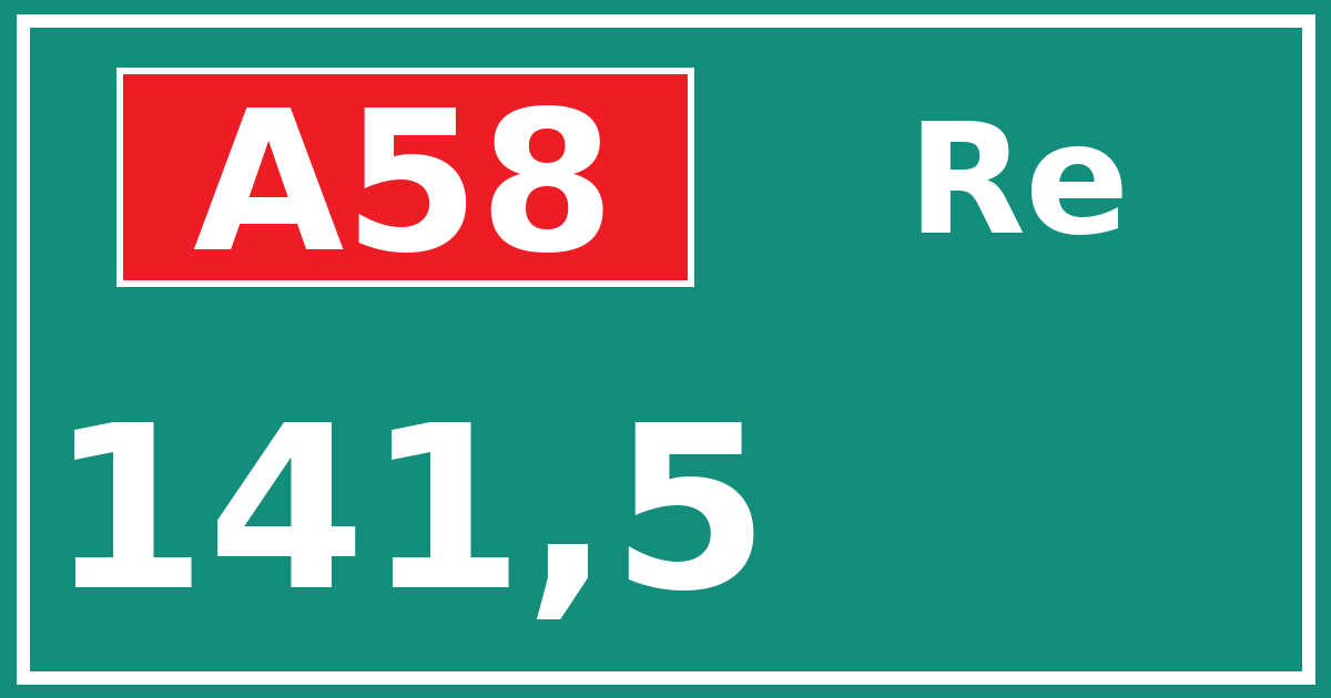 Hectometerbord A58 141,5 zijde Re