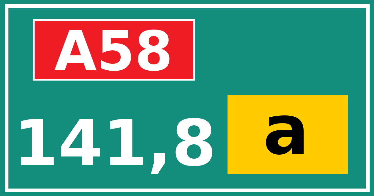 Hectometerbord A58 141,8 letter a