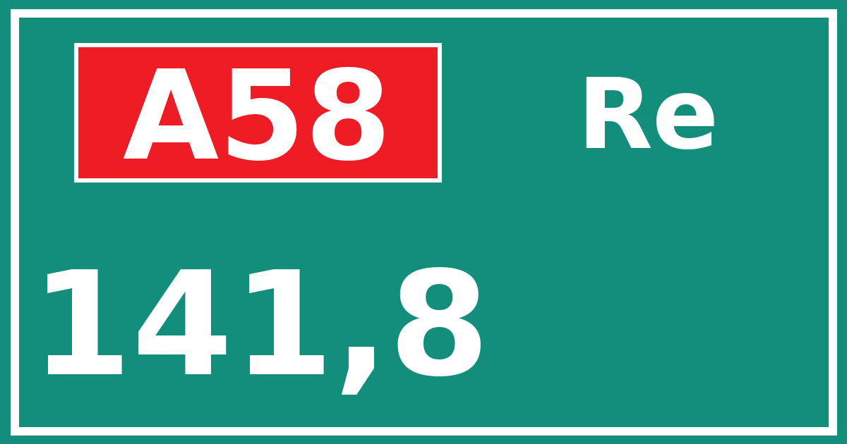 Hectometerbord A58 141,8 zijde Re