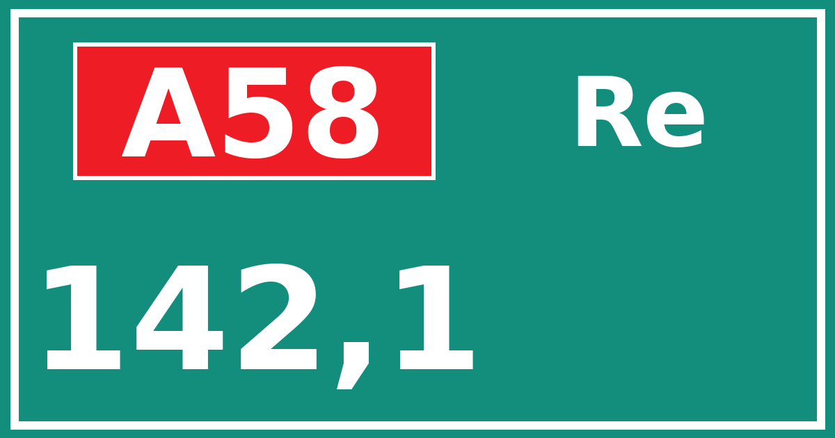 Hectometerbord A58 142,1 zijde Re