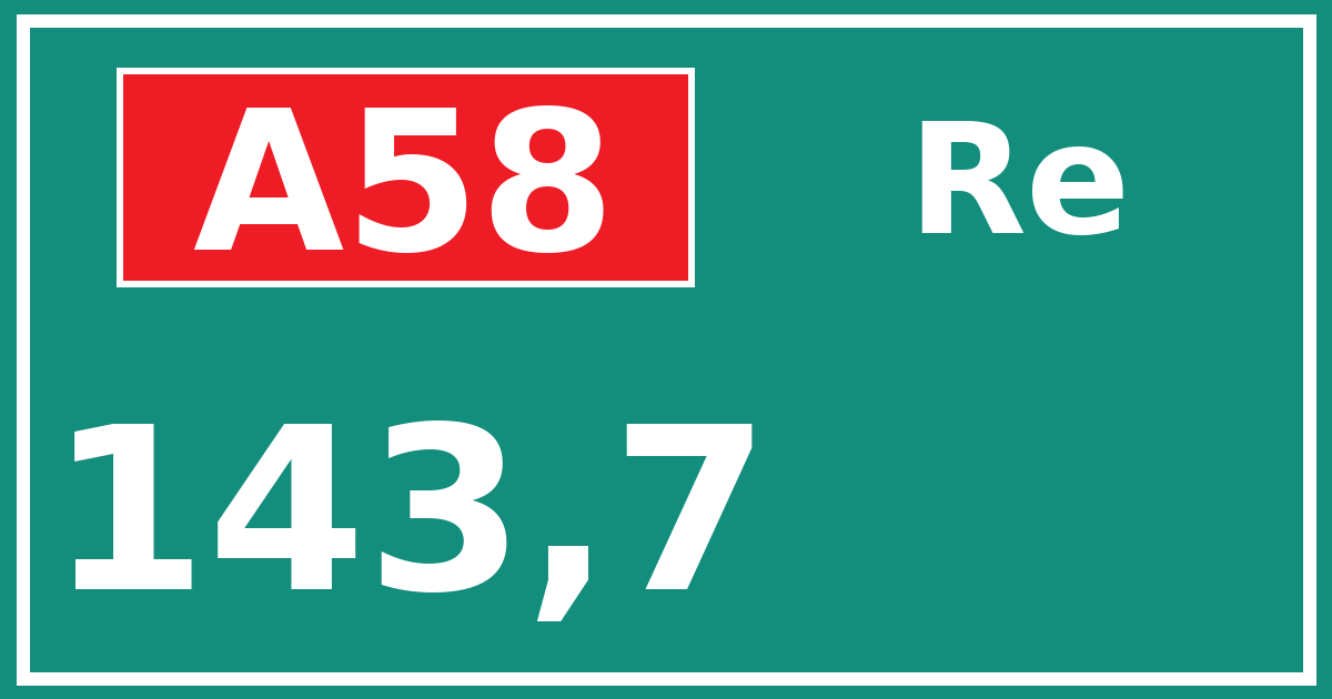 Hectometerbord A58 143,7 zijde Re
