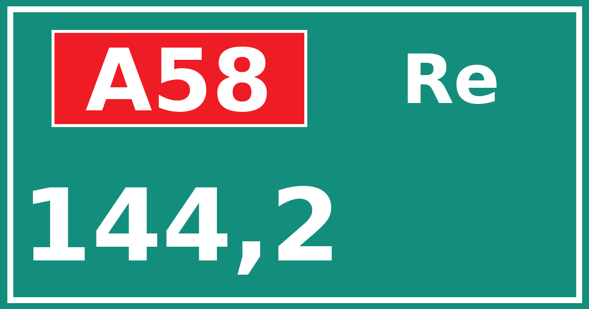 Hectometerbord A58 144,2 zijde Re