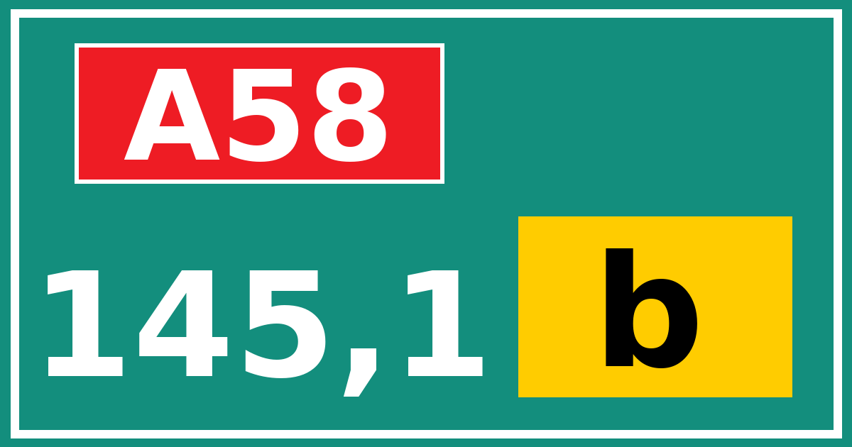 Hectometerbord A58 145,1 letter b