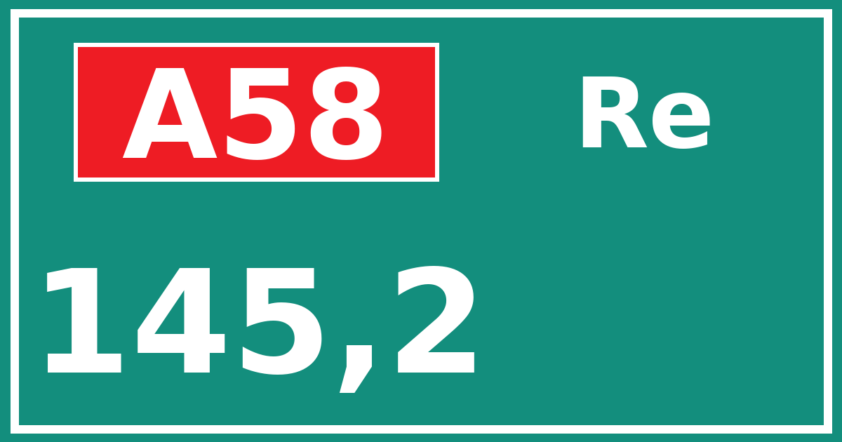 Hectometerbord A58 145,2 zijde Re