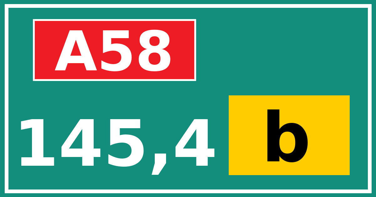 Hectometerbord A58 145,4 letter b
