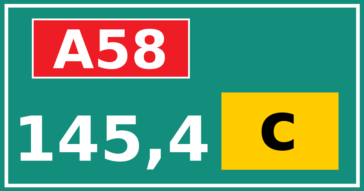 Hectometerbord A58 145,4 letter c