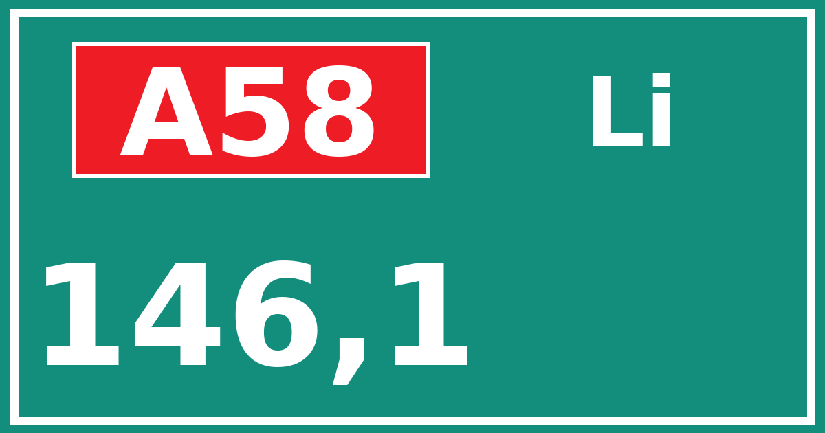 Hectometerbord A58 146,1 zijde Li