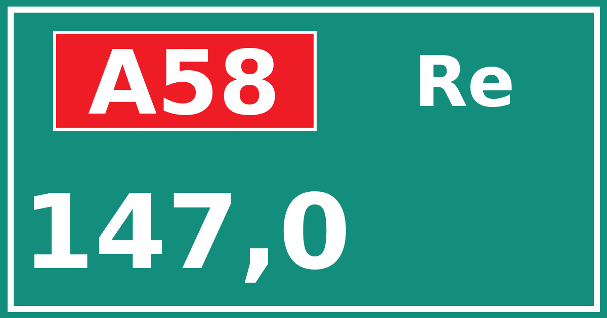 Hectometerbord A58 147,0 zijde Re