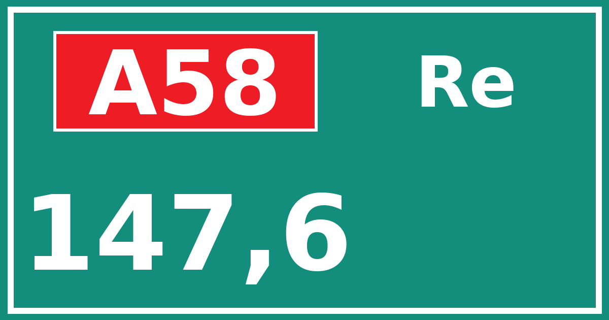 Hectometerbord A58 147,6 zijde Re