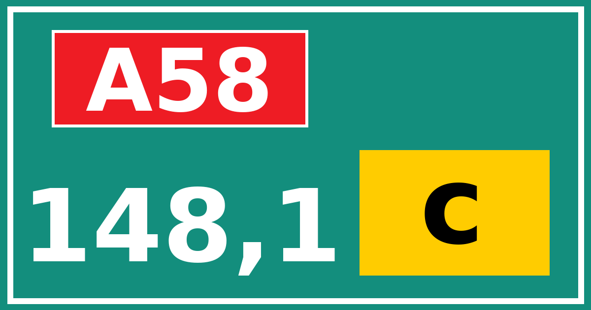 Hectometerbord A58 148,1 letter c