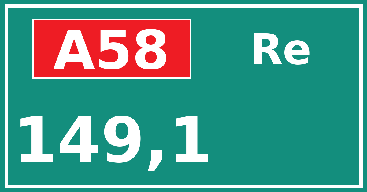 Hectometerbord A58 149,1 zijde Re