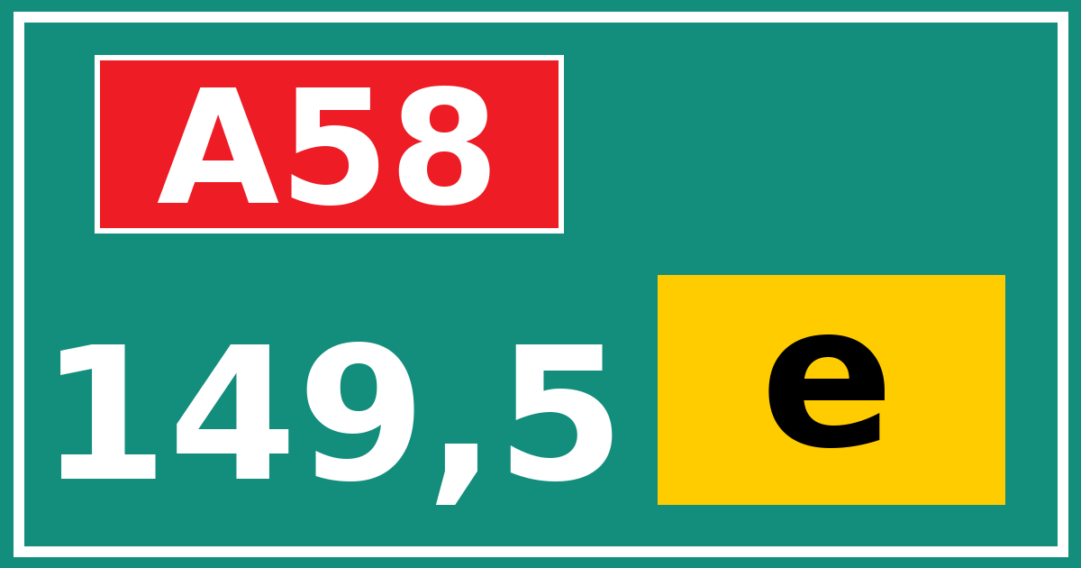 Hectometerbord A58 149,5 letter e