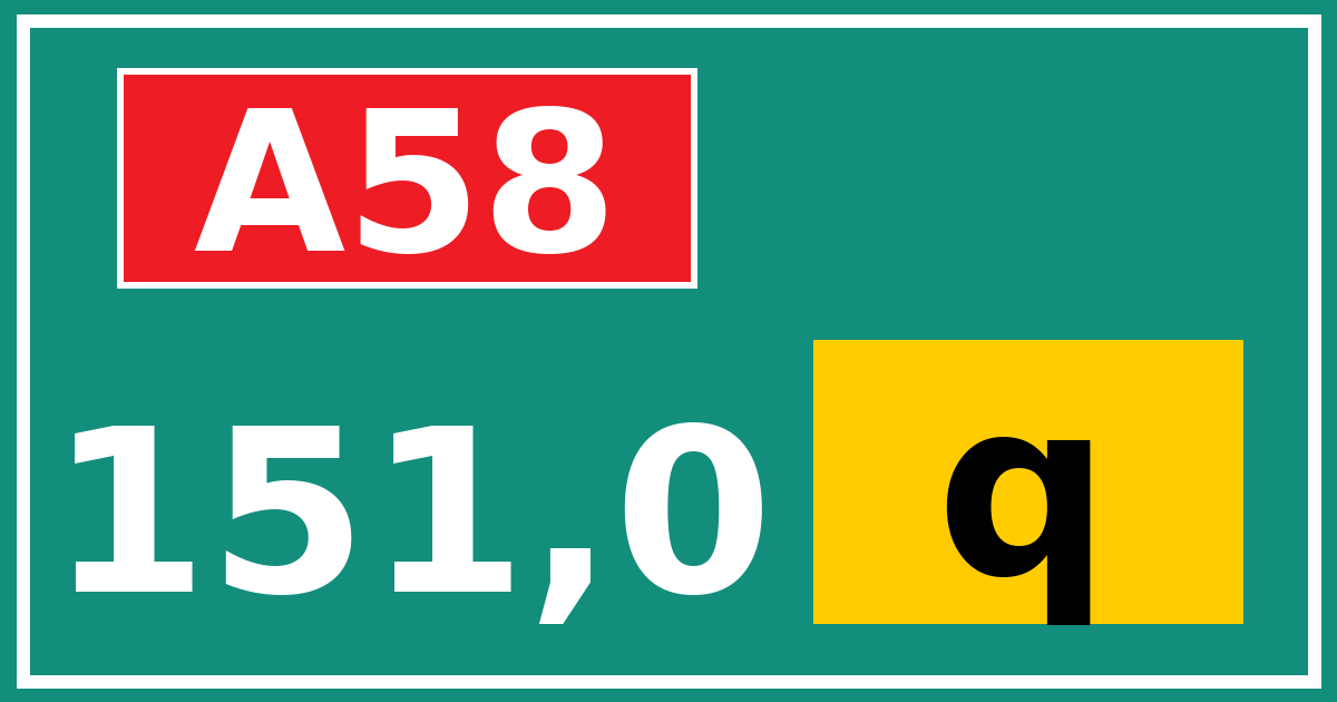 Hectometerbord A58 151,0 letter q