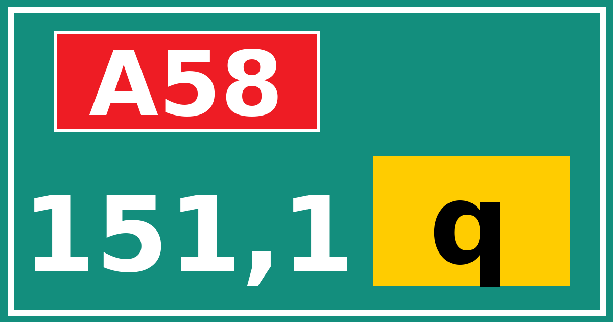 Hectometerbord A58 151,1 letter q