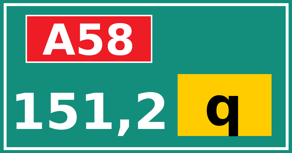 Hectometerbord A58 151,2 letter q