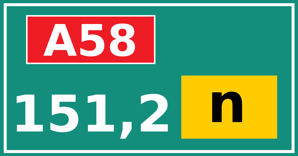 Hectometerbord A58 151,2 letter n