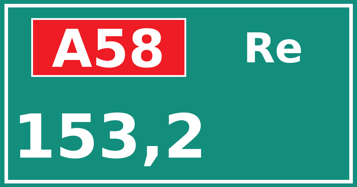 Hectometerbord A58 153,2 zijde Re