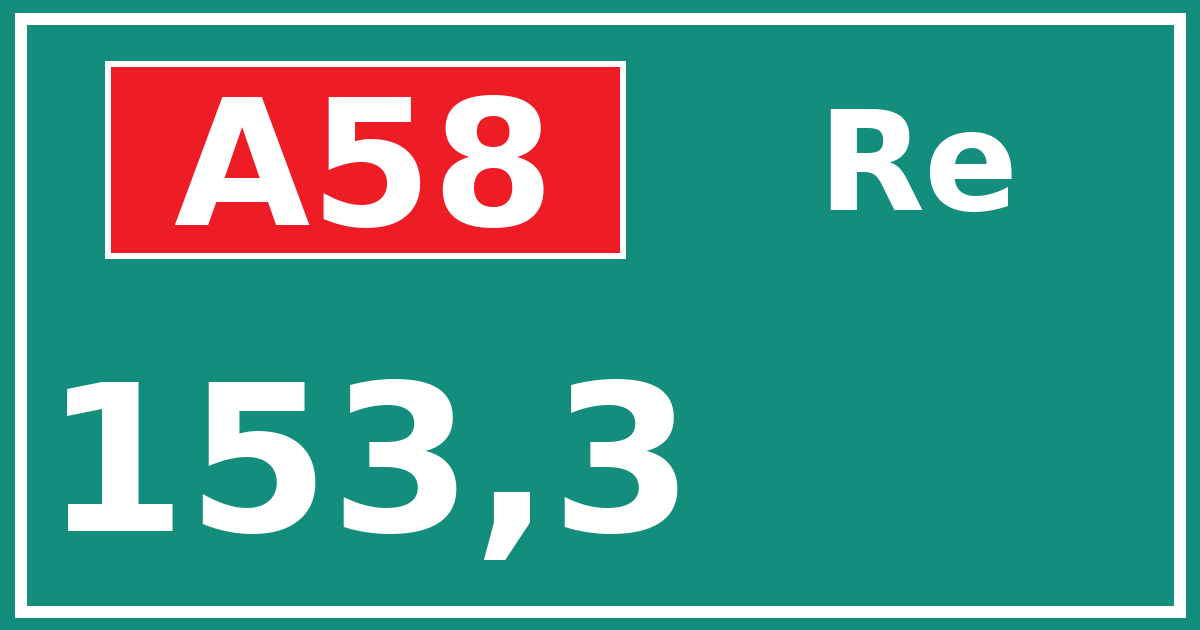 Hectometerbord A58 153,3 zijde Re