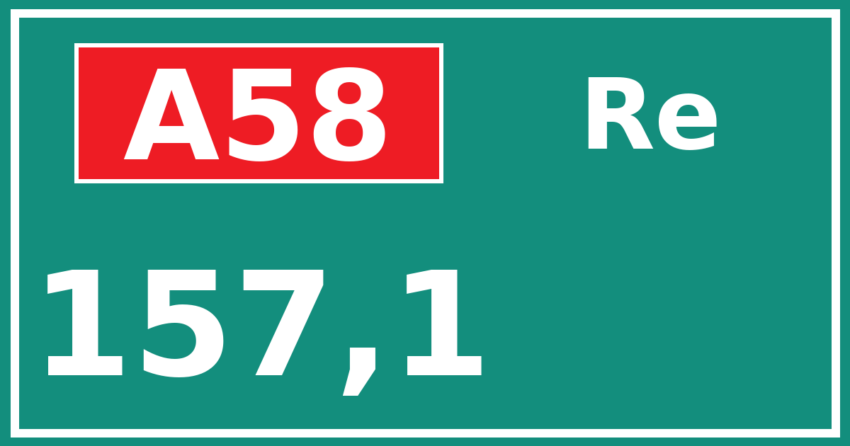 Hectometerbord A58 157,1 zijde Re