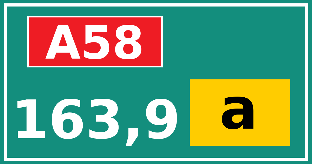 Hectometerbord A58 163,9 letter a