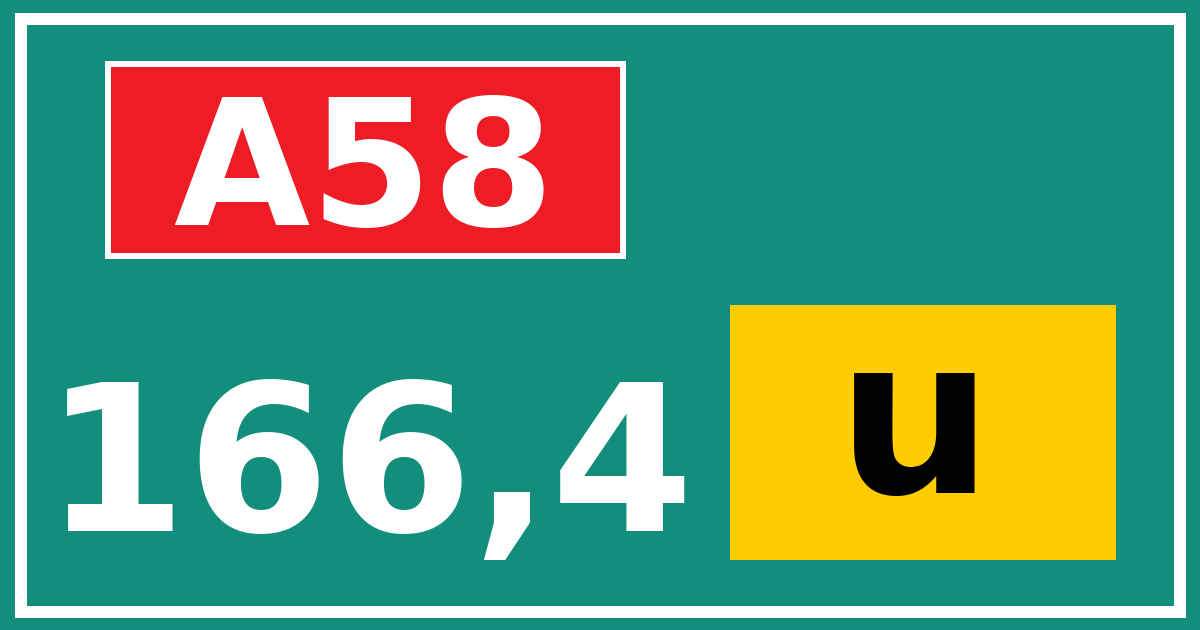 Hectometerbord A58 166,4 letter u