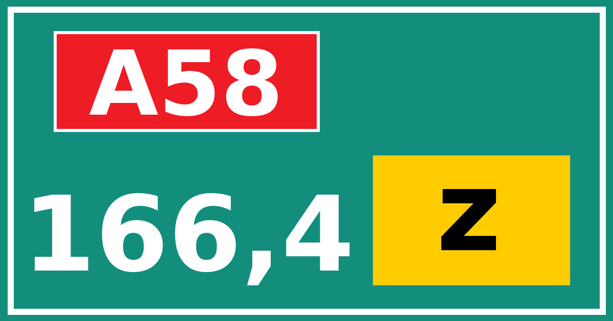 Hectometerbord A58 166,4 letter z