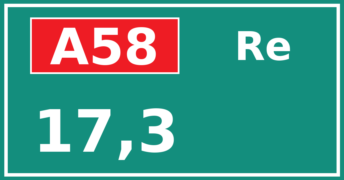 Hectometerbord A58 17,3 zijde Re