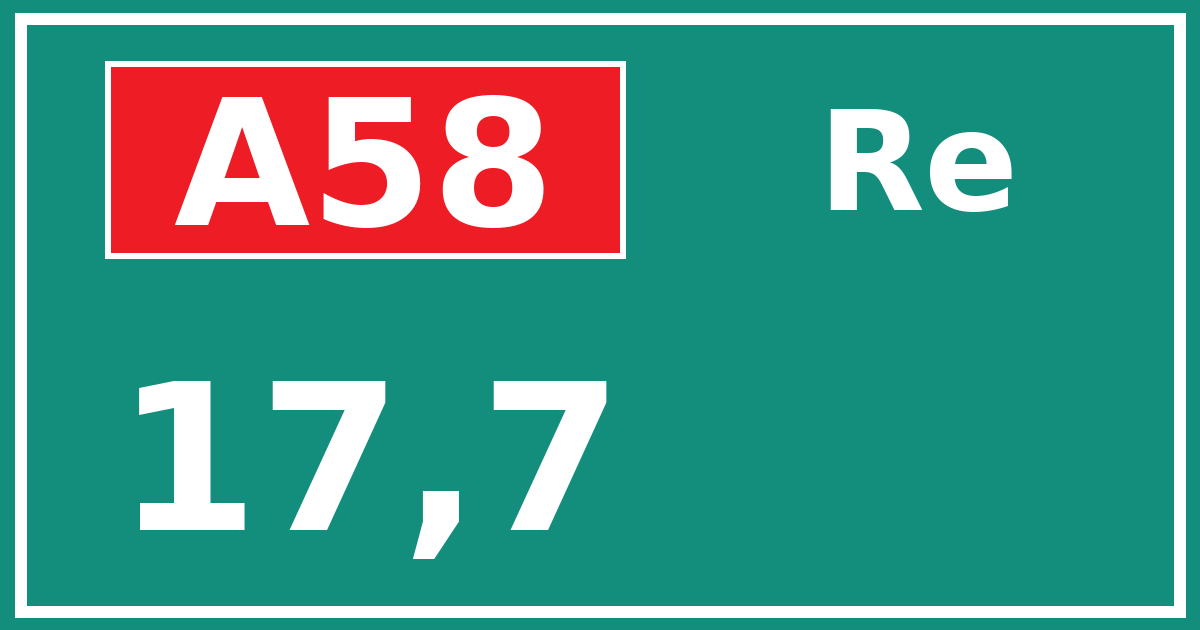 Hectometerbord A58 17,7 zijde Re