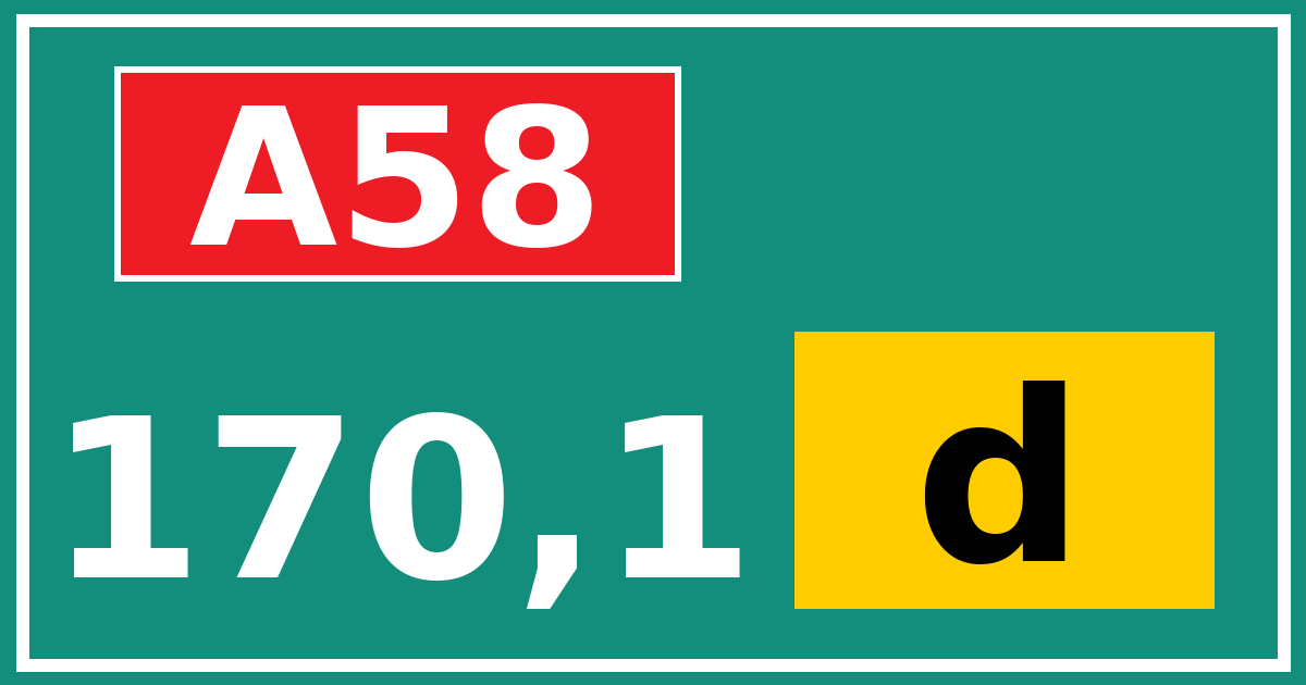 Hectometerbord A58 170,1 letter d