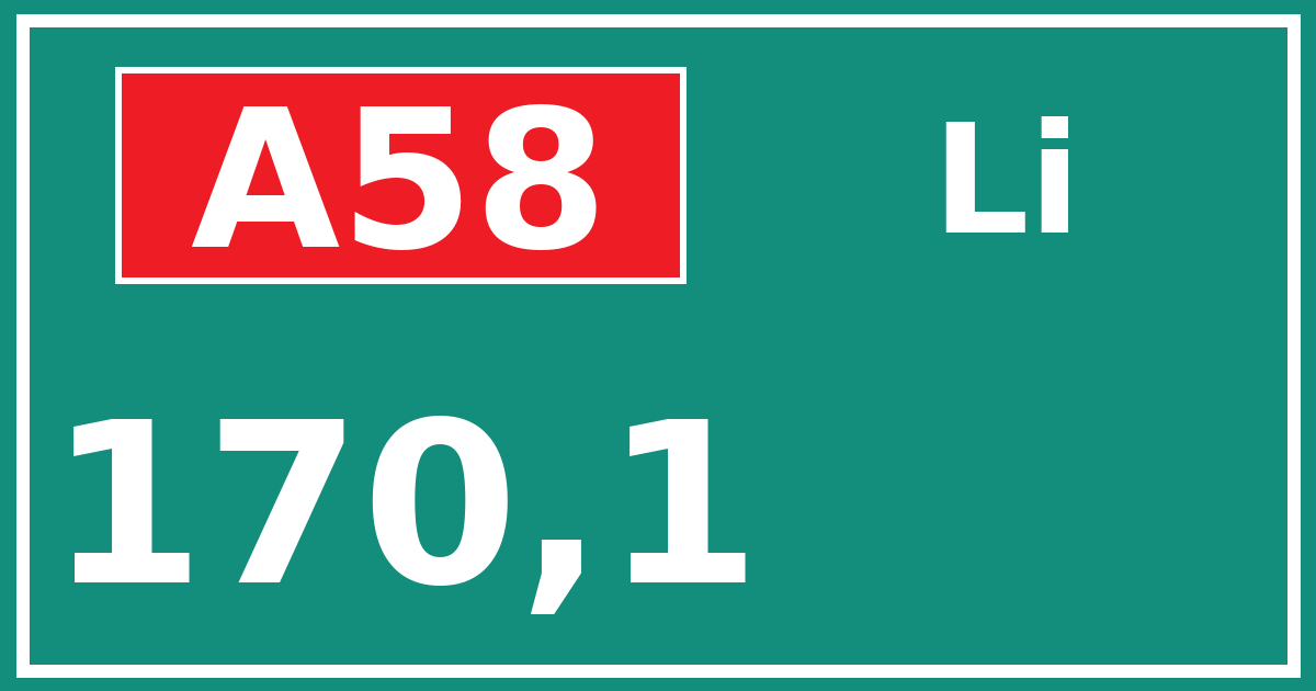 Hectometerbord A58 170,1 zijde Li