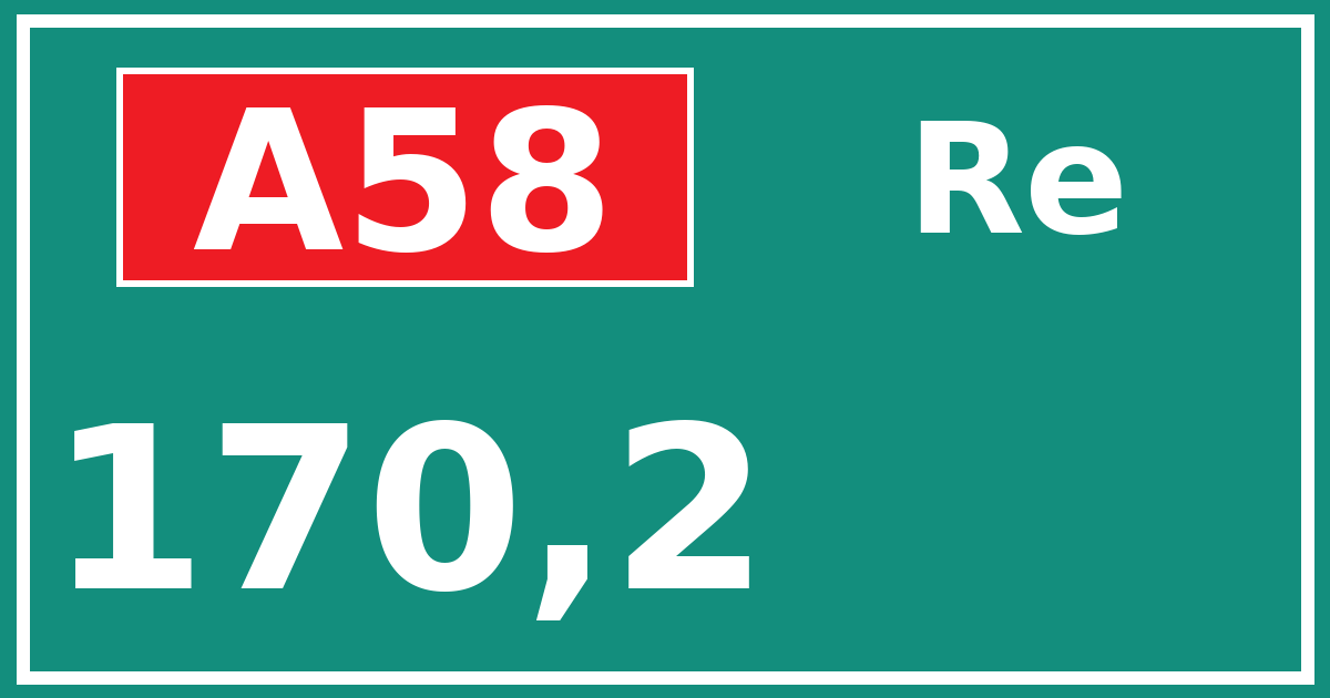 Hectometerbord A58 170,2 zijde Re