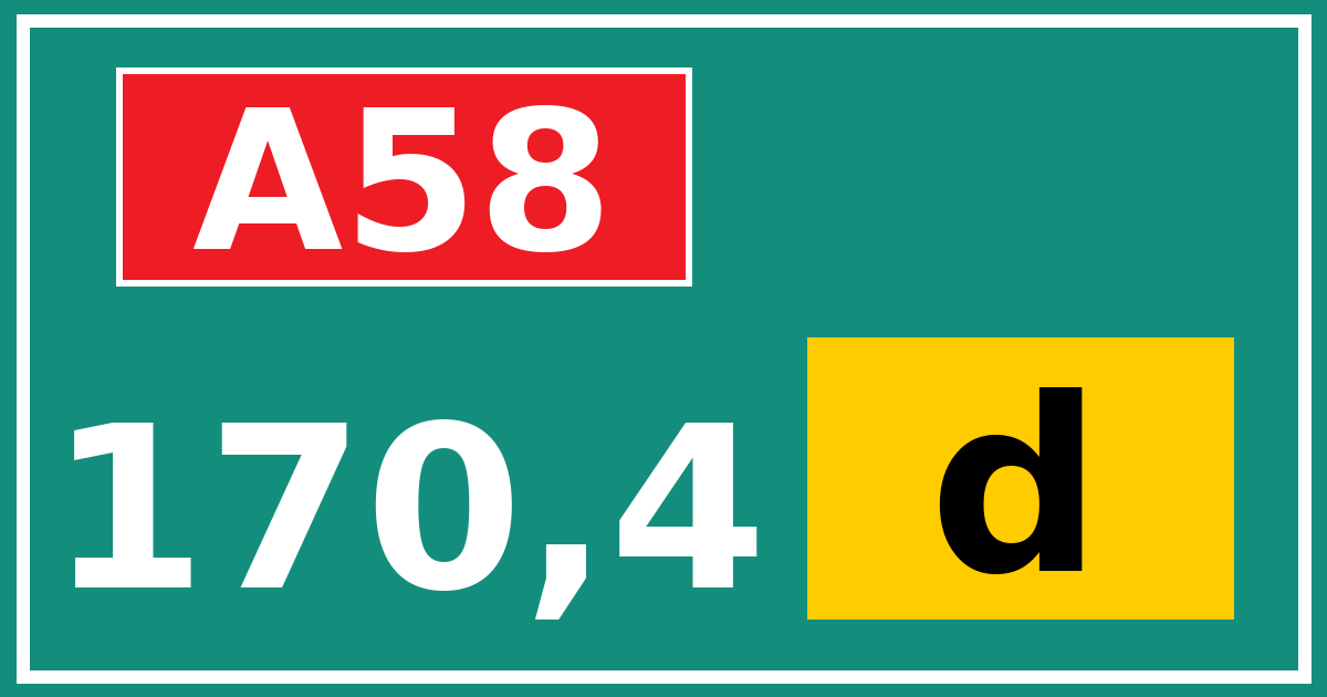 Hectometerbord A58 170,4 letter d