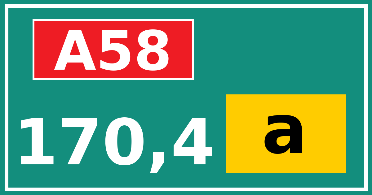 Hectometerbord A58 170,4 letter a