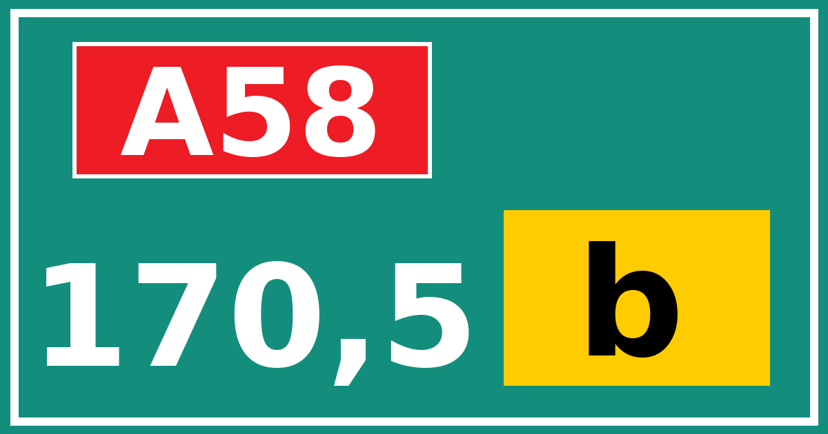 Hectometerbord A58 170,5 letter b