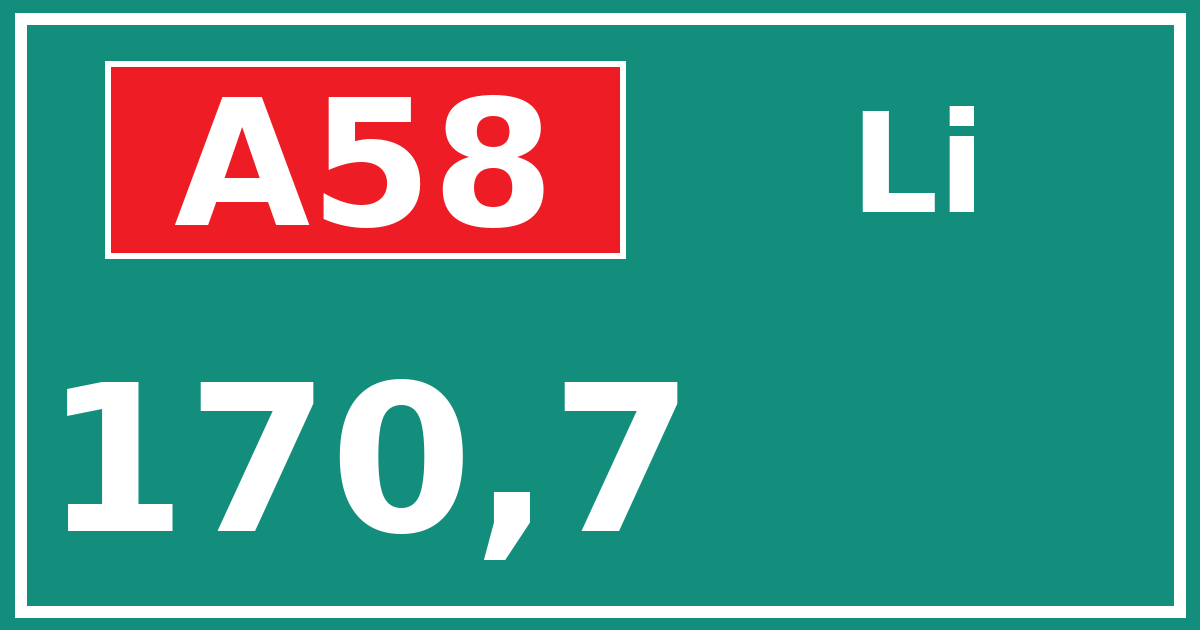 Hectometerbord A58 170,7 zijde Li