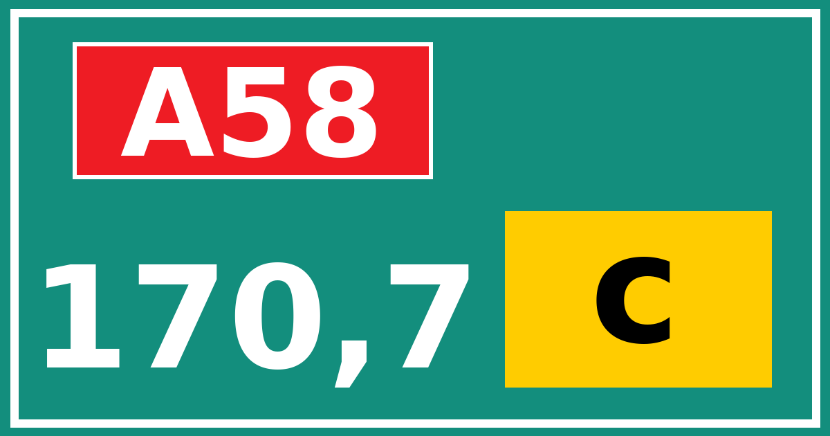 Hectometerbord A58 170,7 letter c