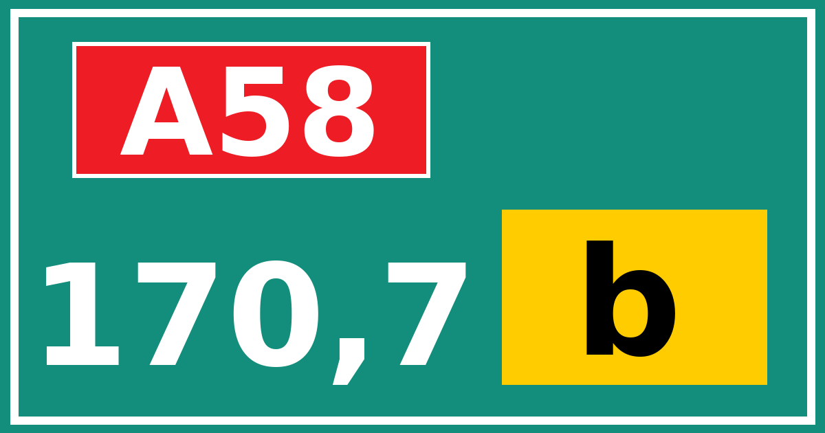 Hectometerbord A58 170,7 letter b